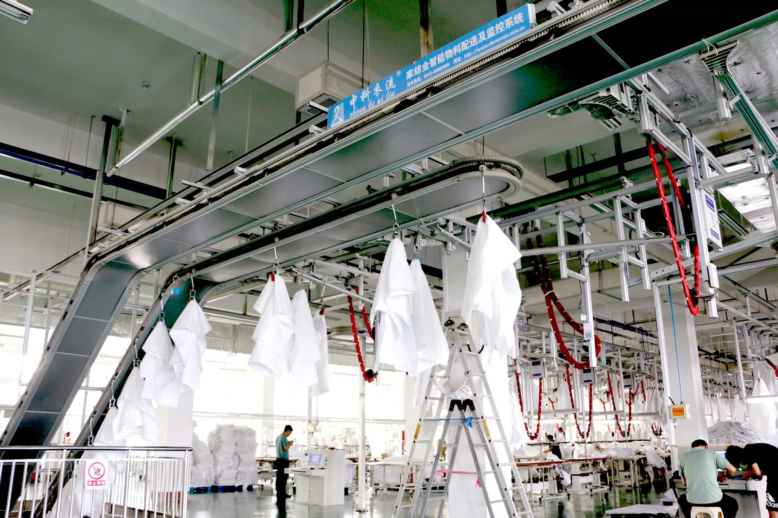 Chunyi Apparel striped-fabric garment line with the CleverMax hanger system