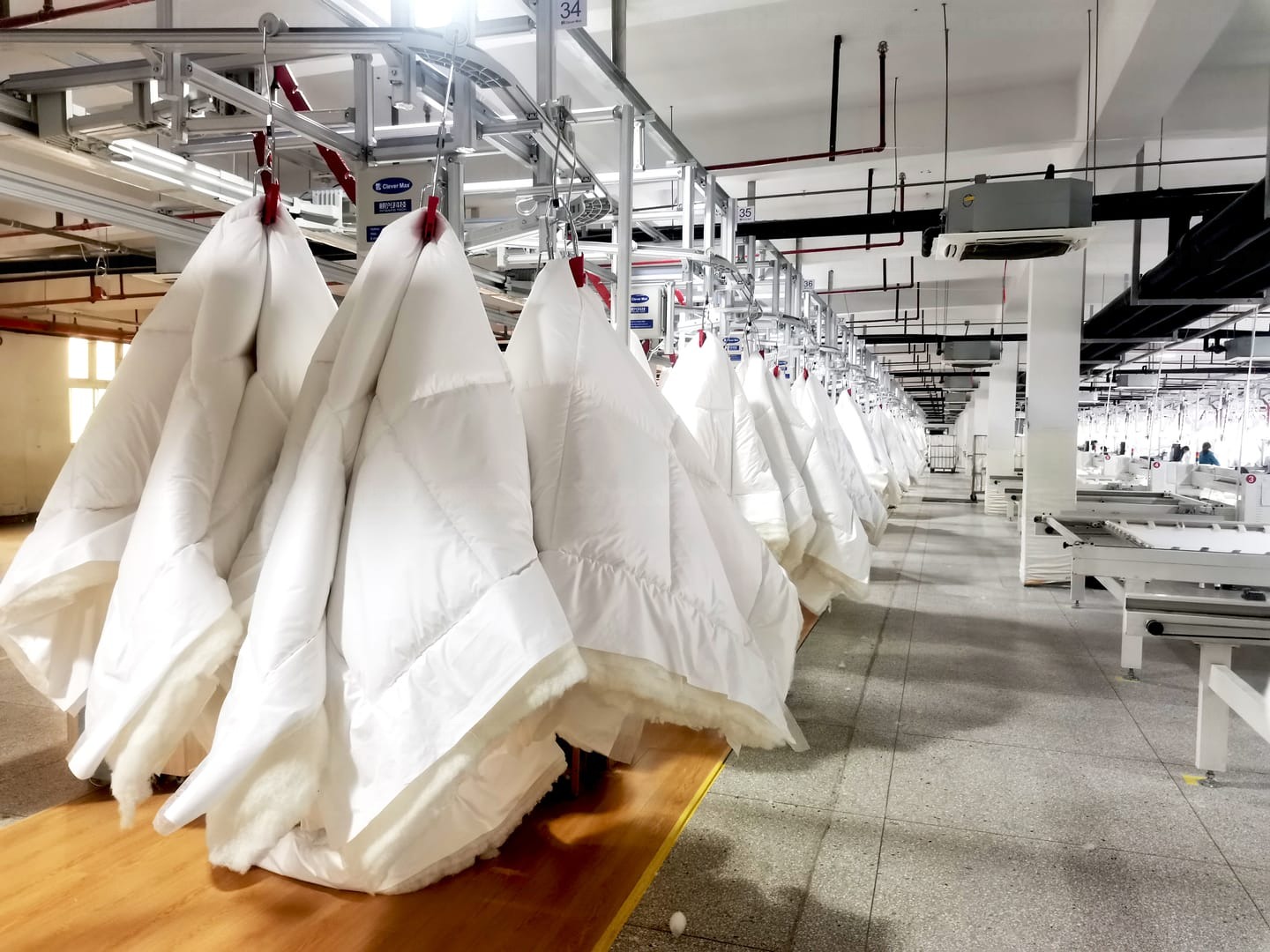CleverMax hanger system on a home textile production line