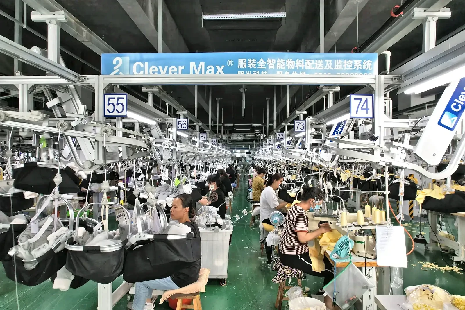 CleverMax hanger system, children's clothing production line
