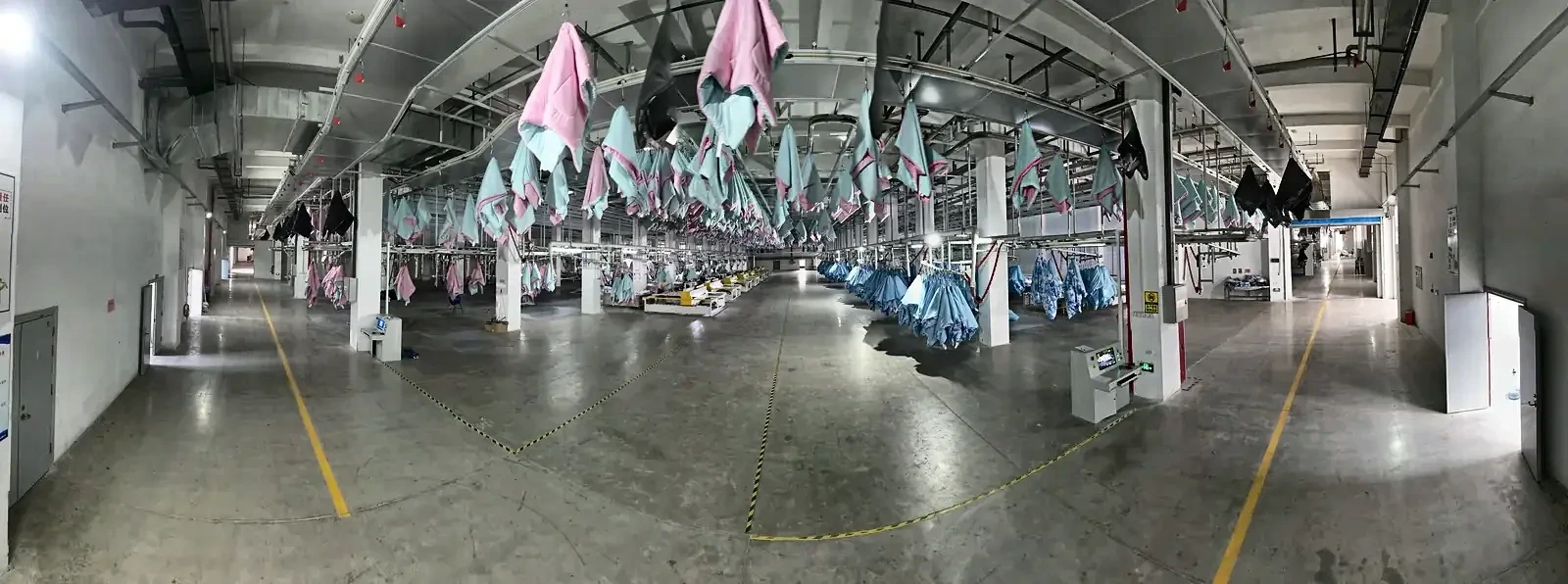 Home textile production floor running the CleverMax hanger system